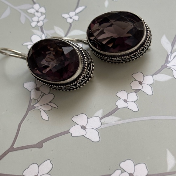 Amethyst sterling silver earrings - Picture 2 of 5